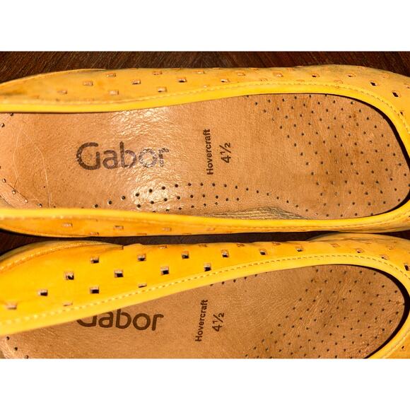 Gabor  Hovercraft  Perforated  Yellow Mango  Suede  Ballet  Flats  7 - Picture 6 of 9